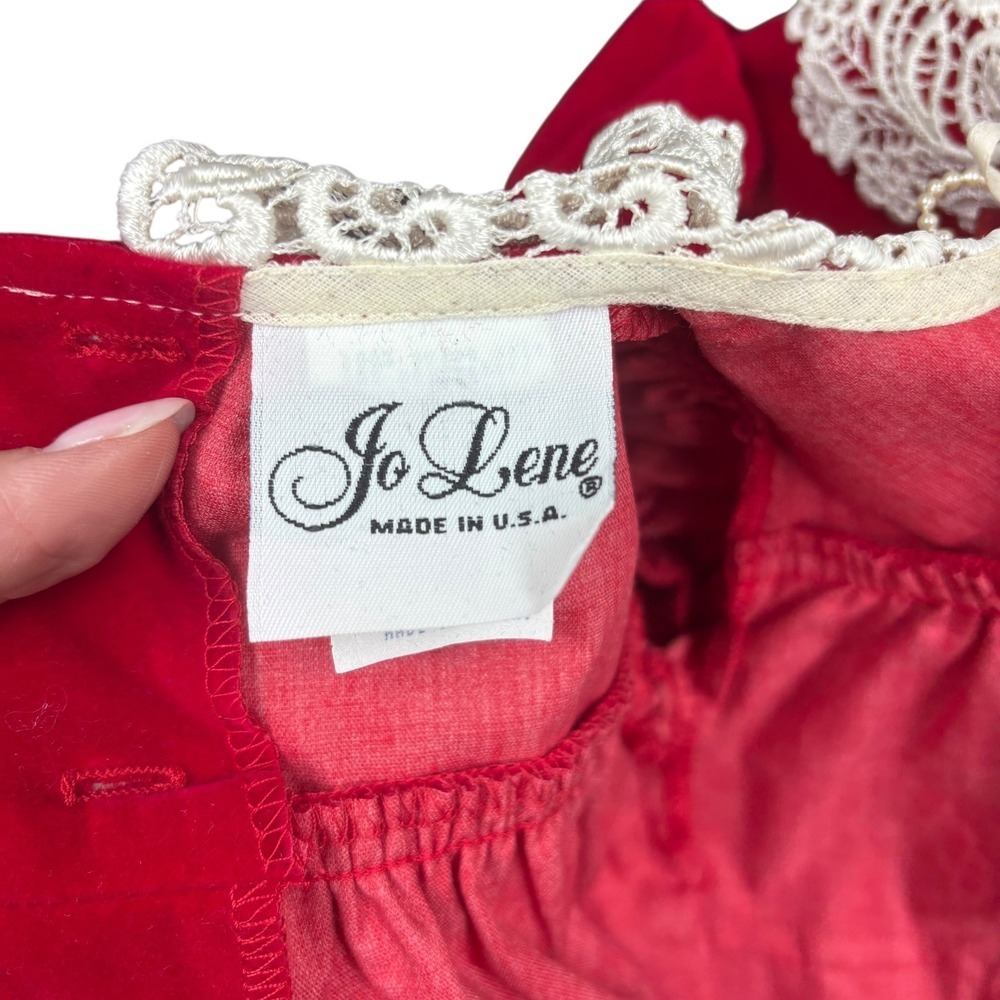 Jo Lane Baby Toddler Red Velvet Lace Dress Special Occasion Holiday Infant - Picture 4 of 6
